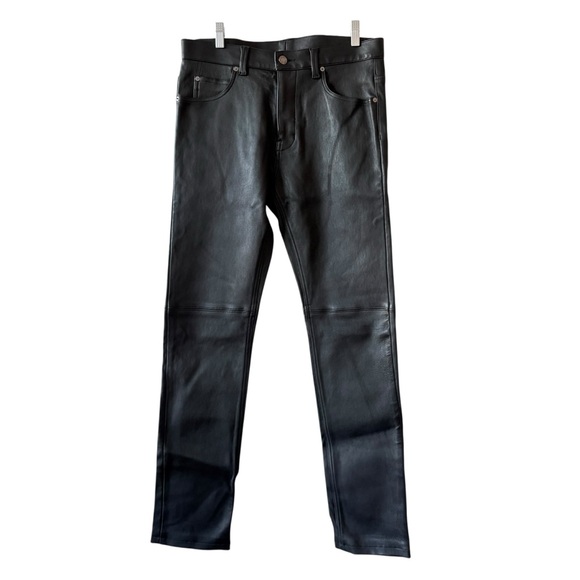 Helmut Lang Black Leather Straight-Leg Pants